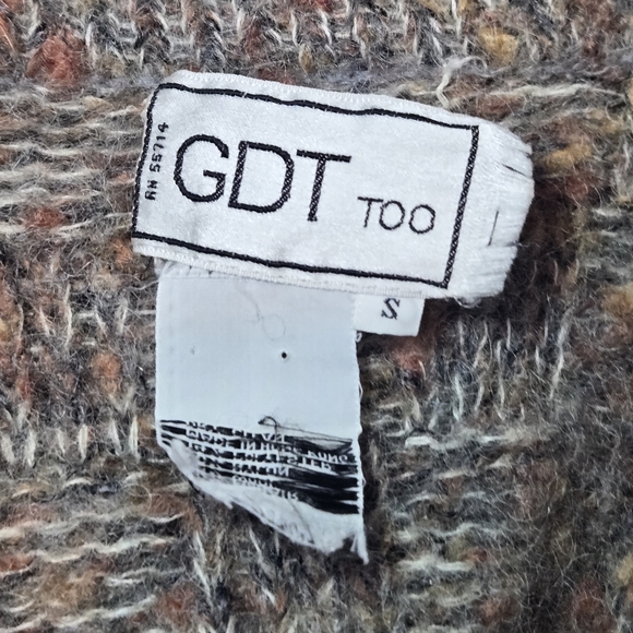 GDT TOO Cardigan Mohair Wool Blend 90s Sweater Open Front Long Vintage - Picture 6 of 8